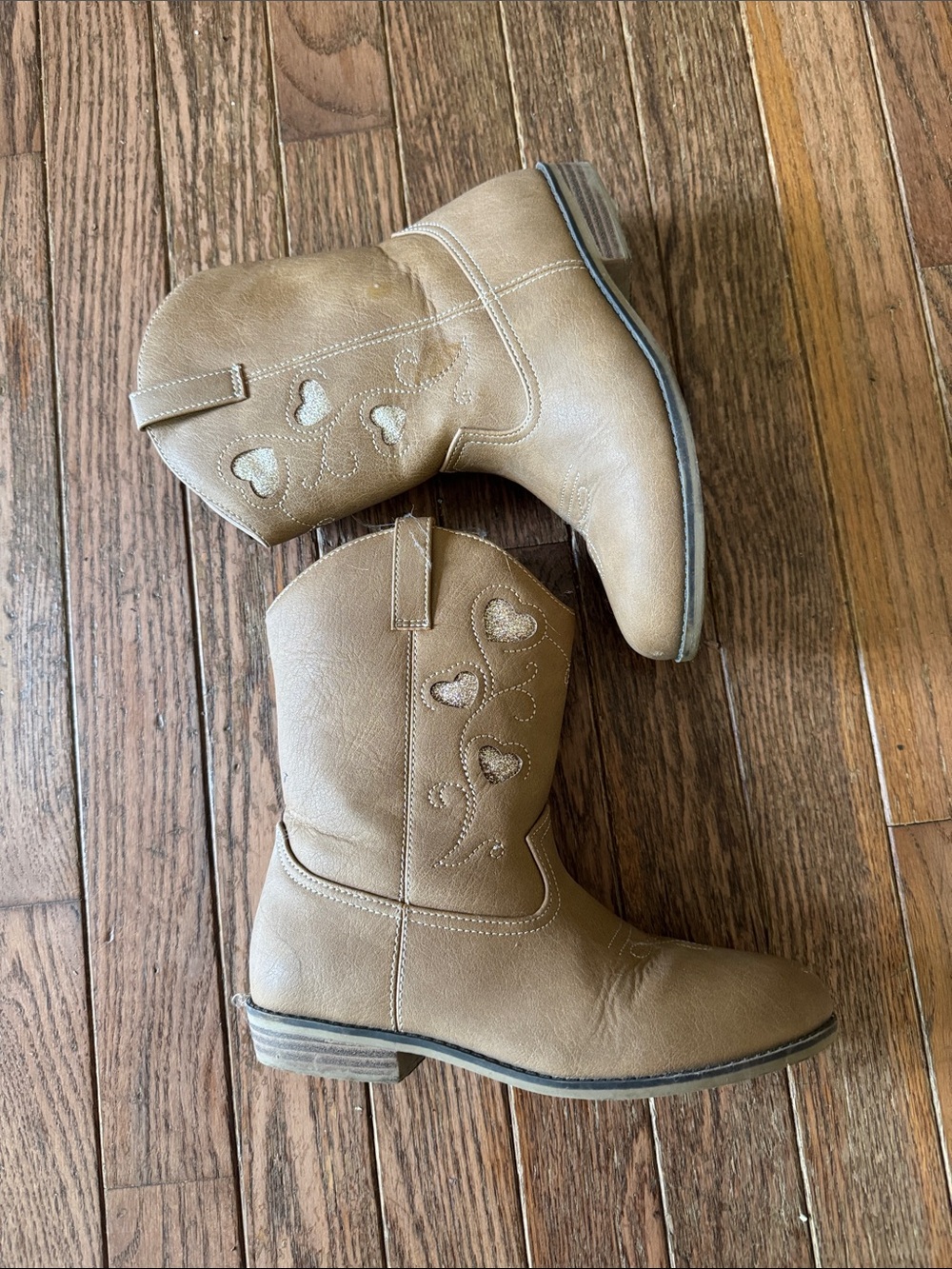 Gymboree Tan Heart-Embroidered Kids Western Boots